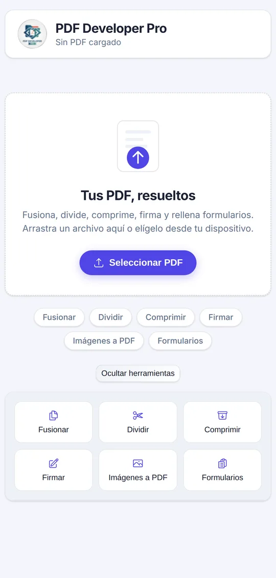 Rejilla de herramientas de la app